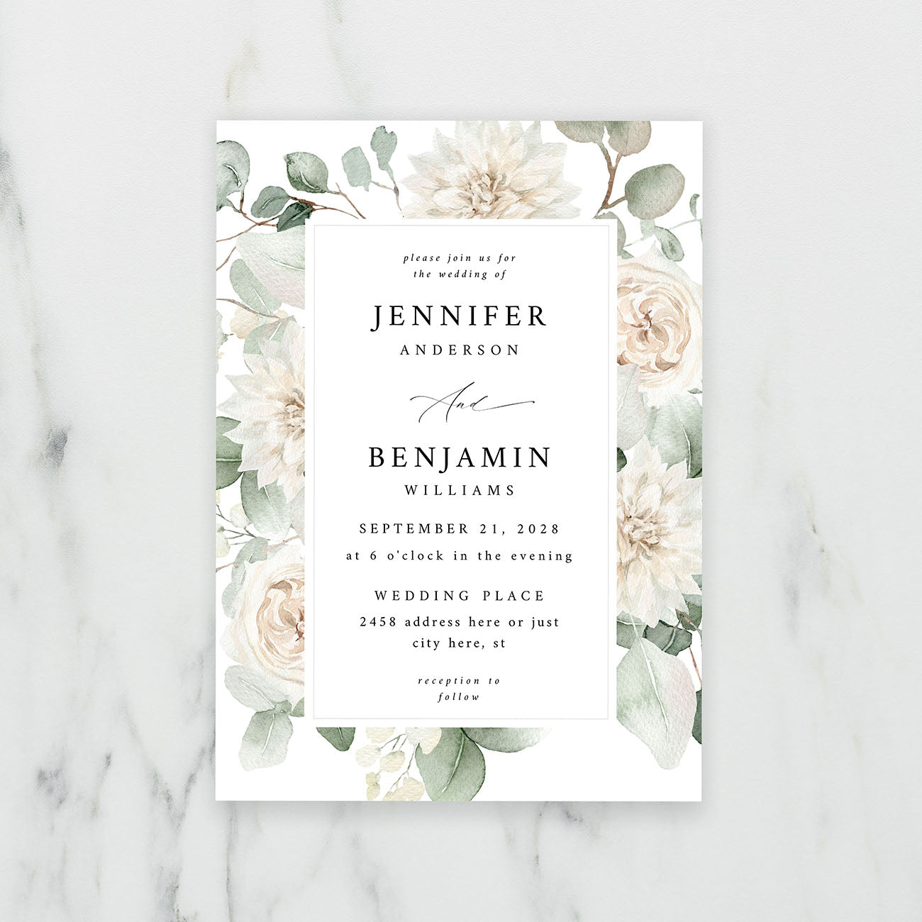 White Floral - Wedding Invitation