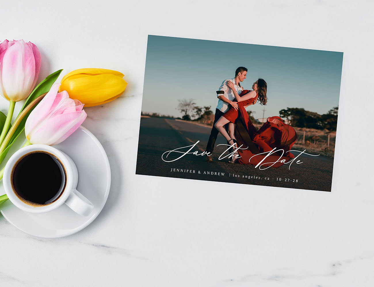 S Elegant Script H Photo Save the Date