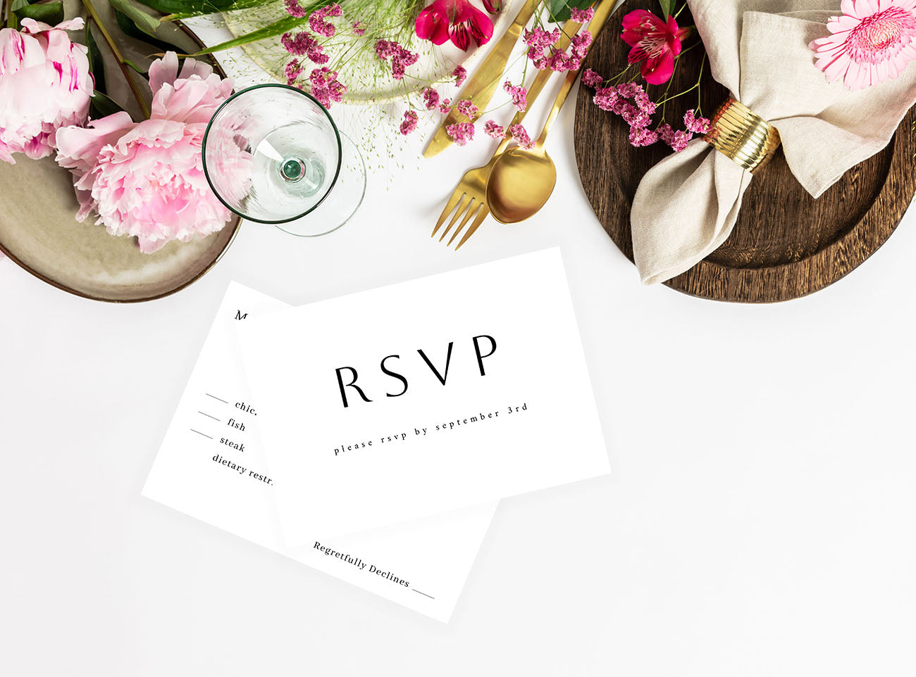 Simple Minimalist - RSVP with Meal on Back