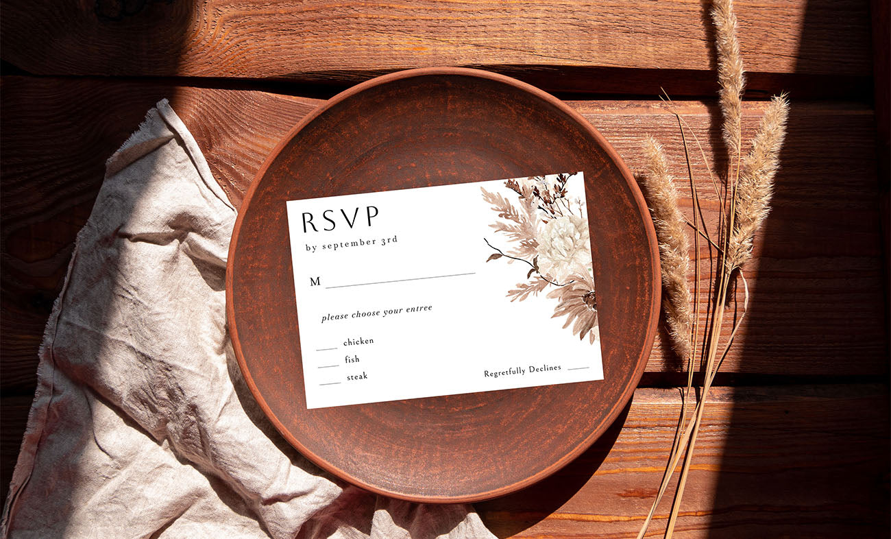 Beige Floral - RSVP with meal