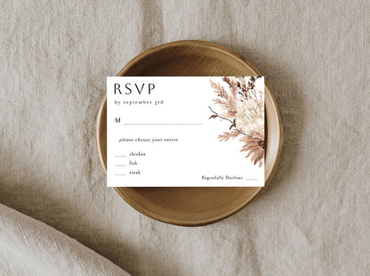 Beige Floral - RSVP with meal