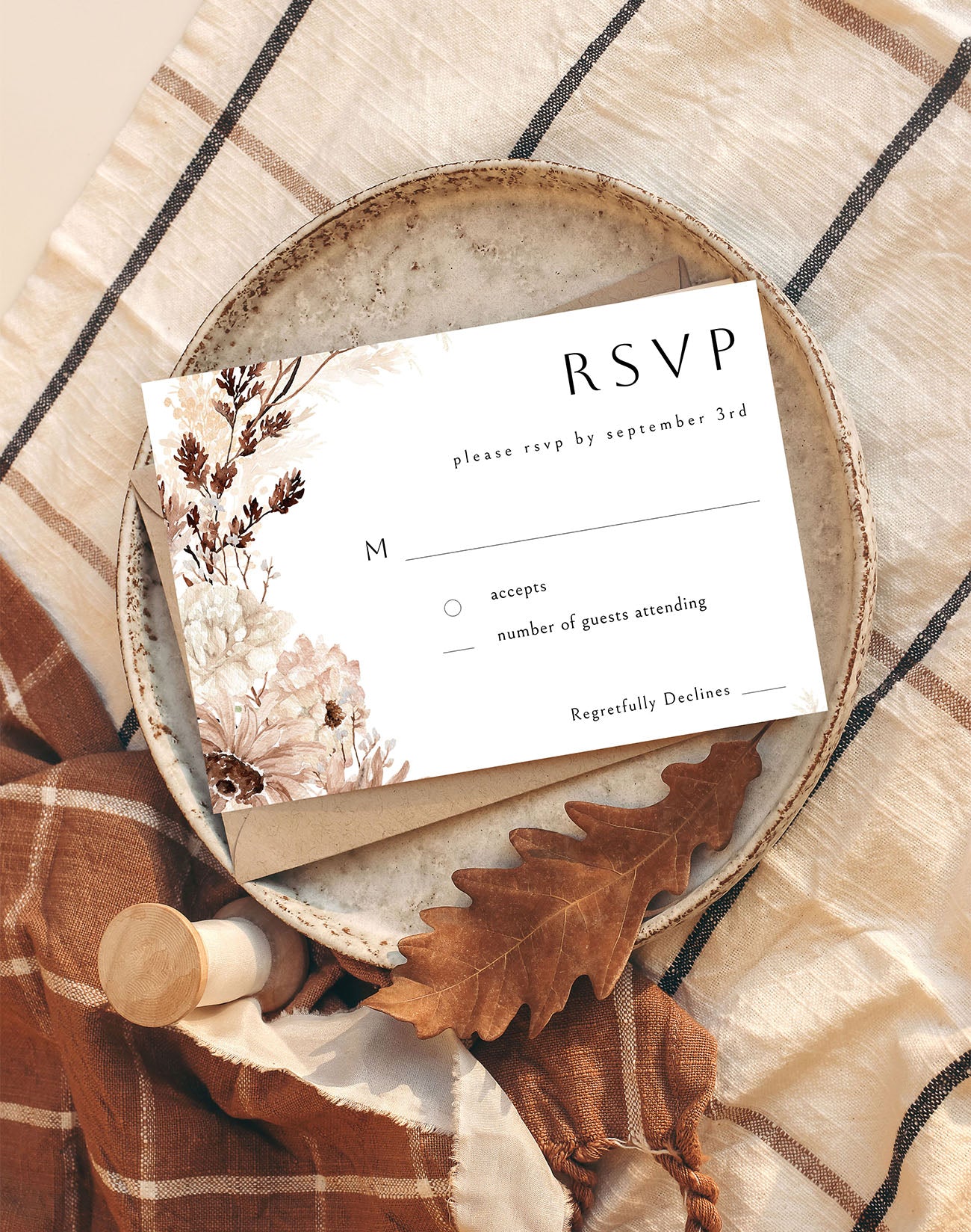 Beige Floral - RSVP no meal