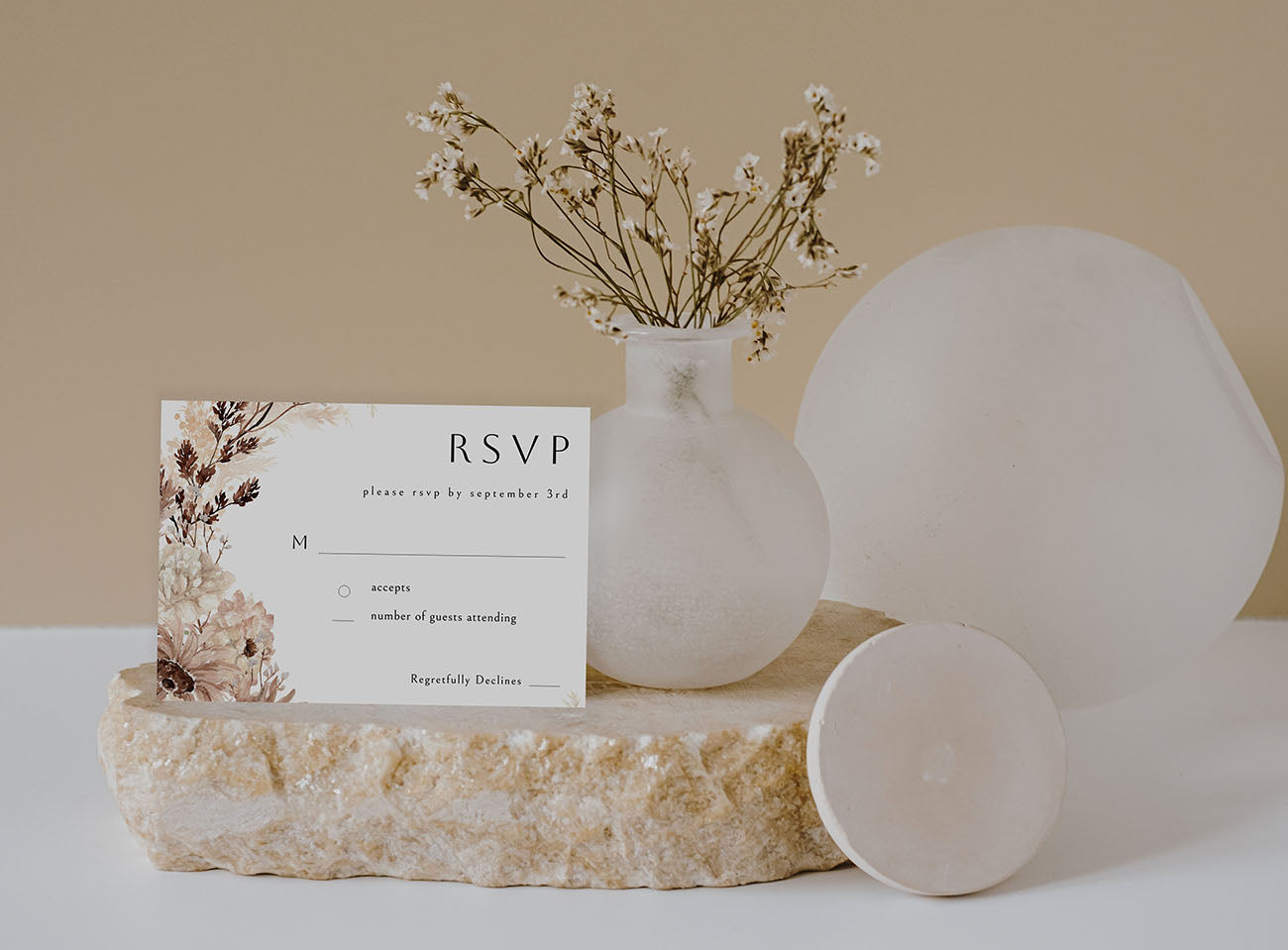Beige Floral - RSVP no meal