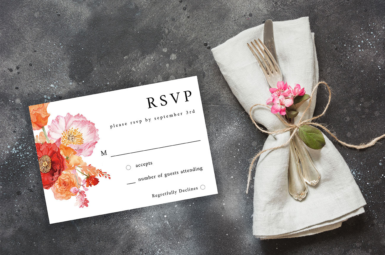 Orange Floral - RSVP no meal