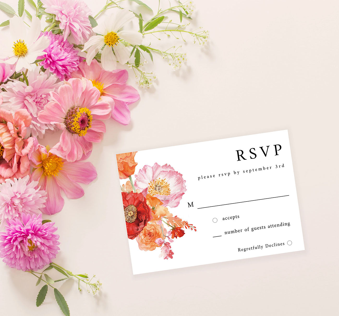 Orange Floral - RSVP no meal