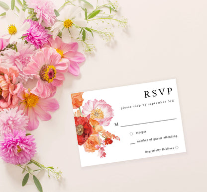 Orange Floral - RSVP no meal