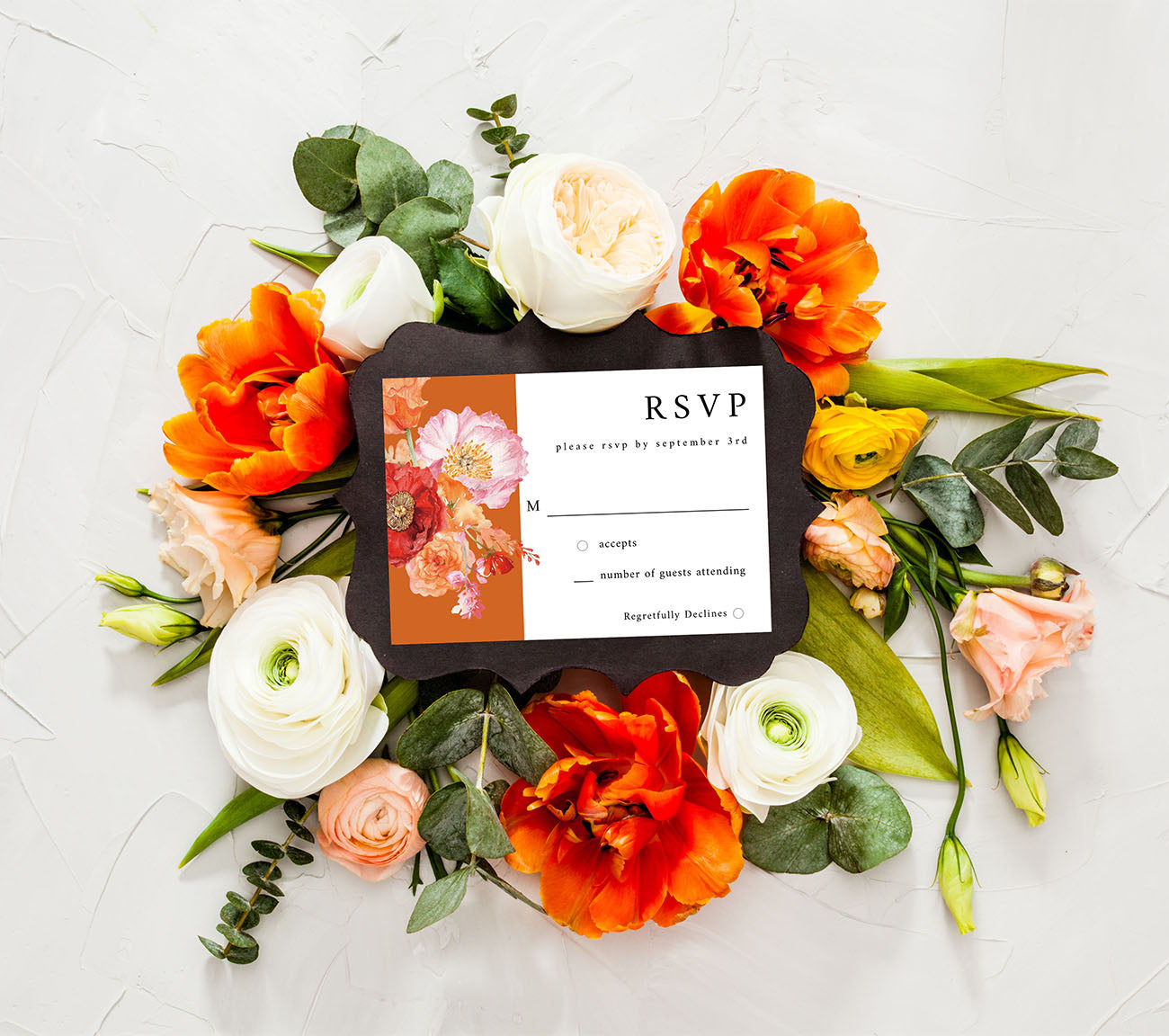 Orange Floral w Orange - RSVP no meal