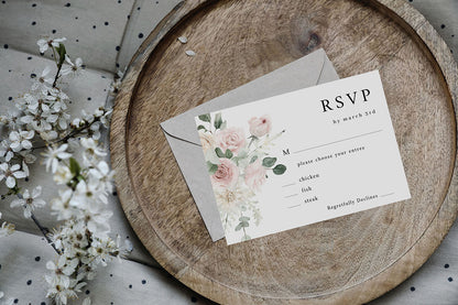 Blush & Light Pink Floral  - RSVP with meal