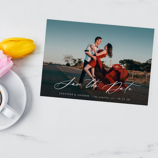 S Elegant Script H Photo Save the Date