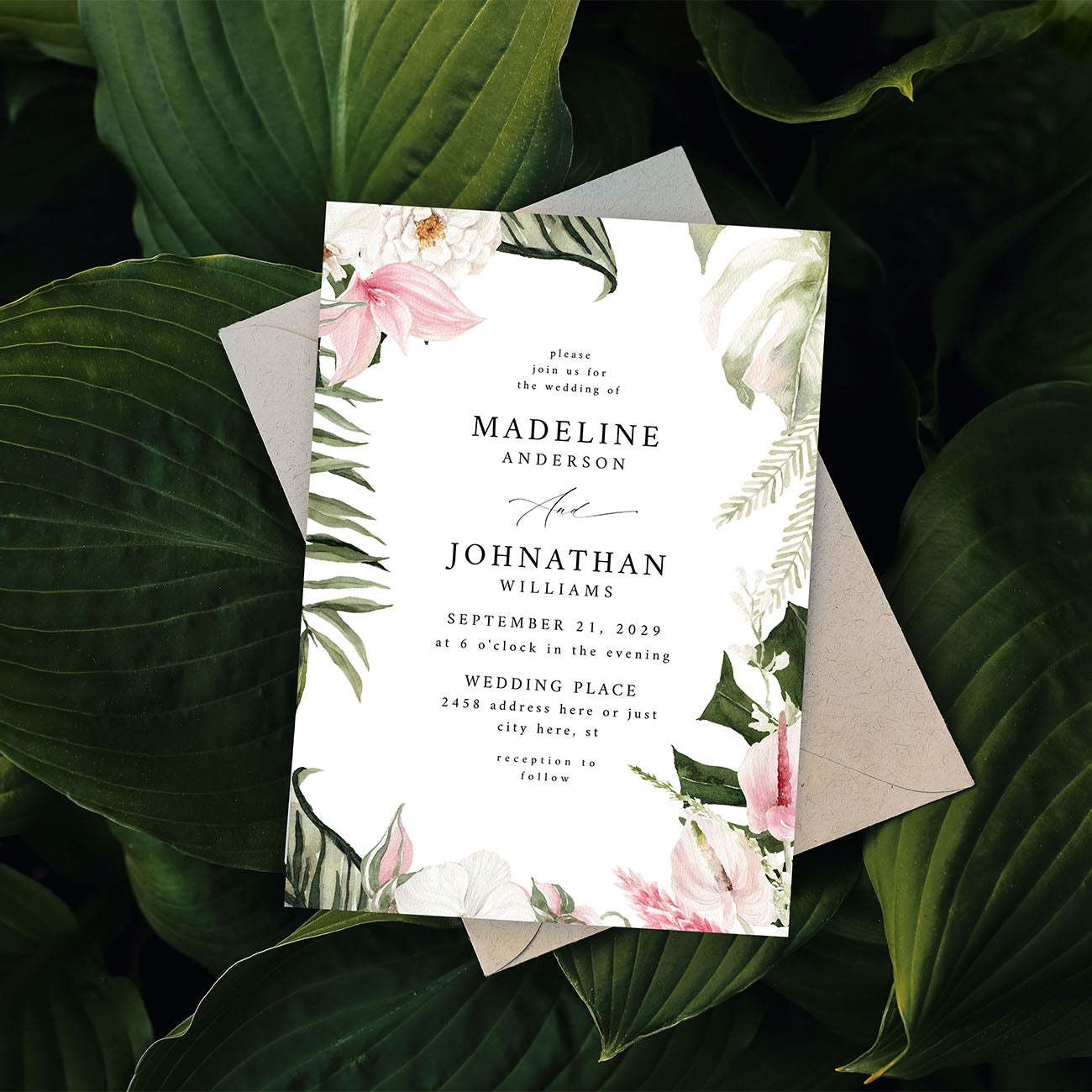 Tropical Floral - Wedding Invitation