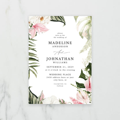 Tropical Floral - Wedding Invitation