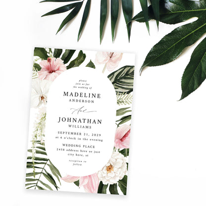 Tropical Floral Oval - Wedding Invitation 2