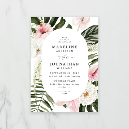 Tropical Floral Oval - Wedding Invitation 2