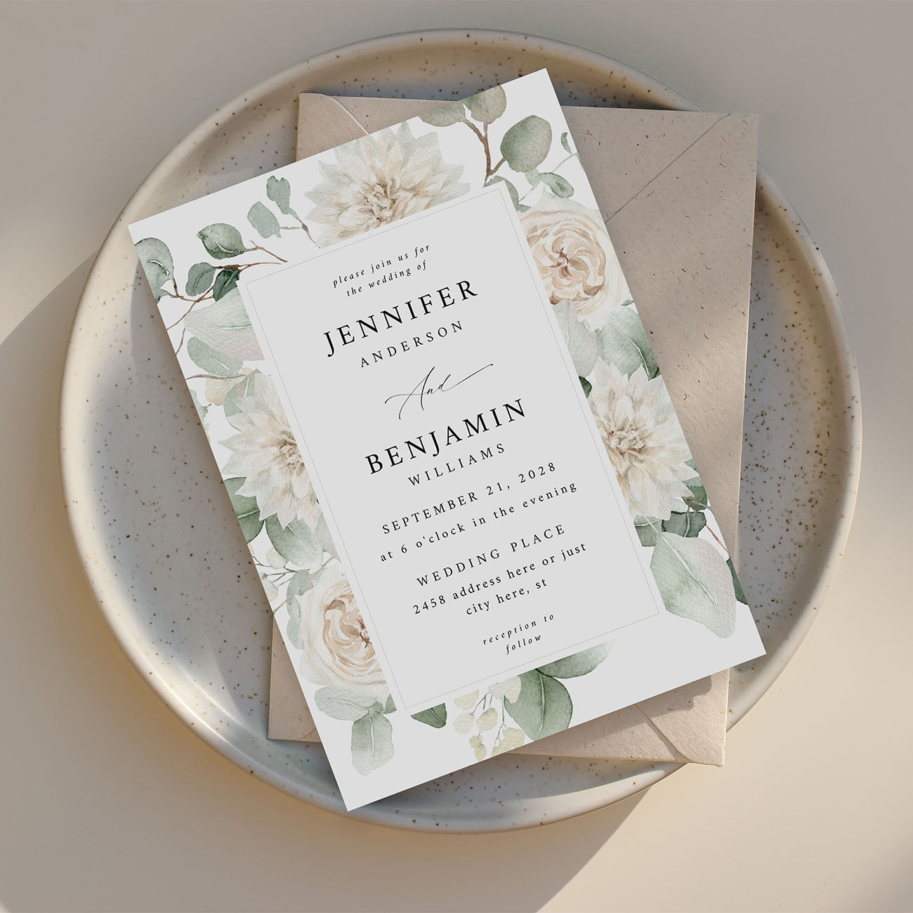 White  Floral - Wedding Invitation