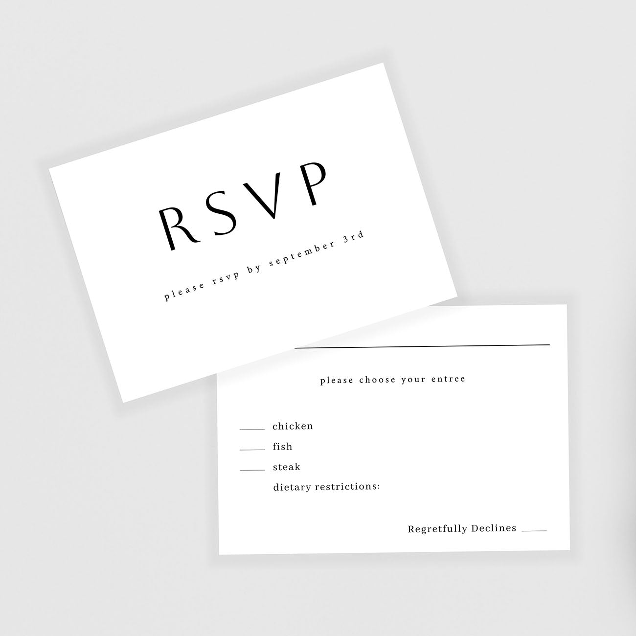 Simple Minimalist - RSVP with Meal on Back