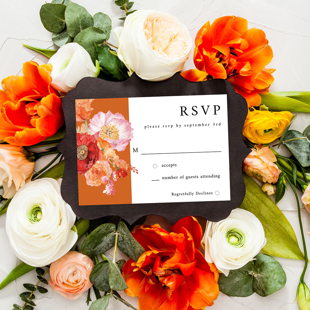 Orange Floral w Orange - RSVP no meal