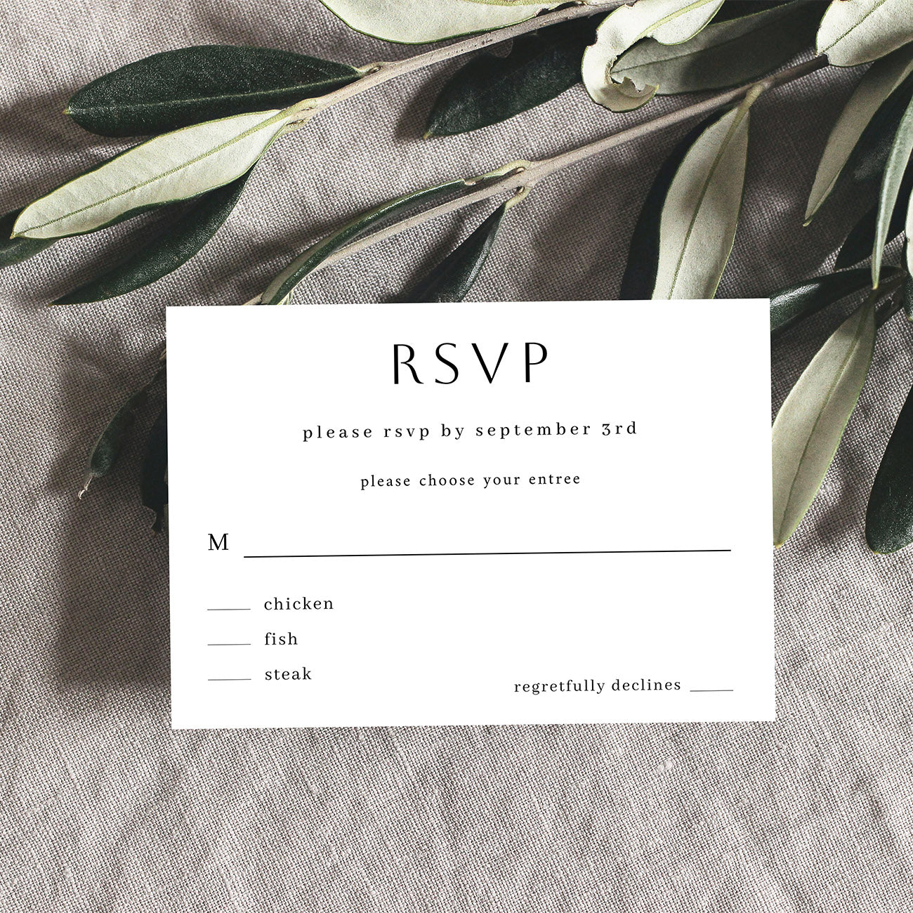 Simple Minimalist - RSVP with meal