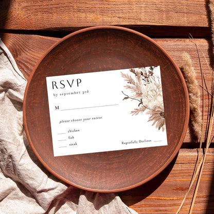 Beige Floral - RSVP with meal