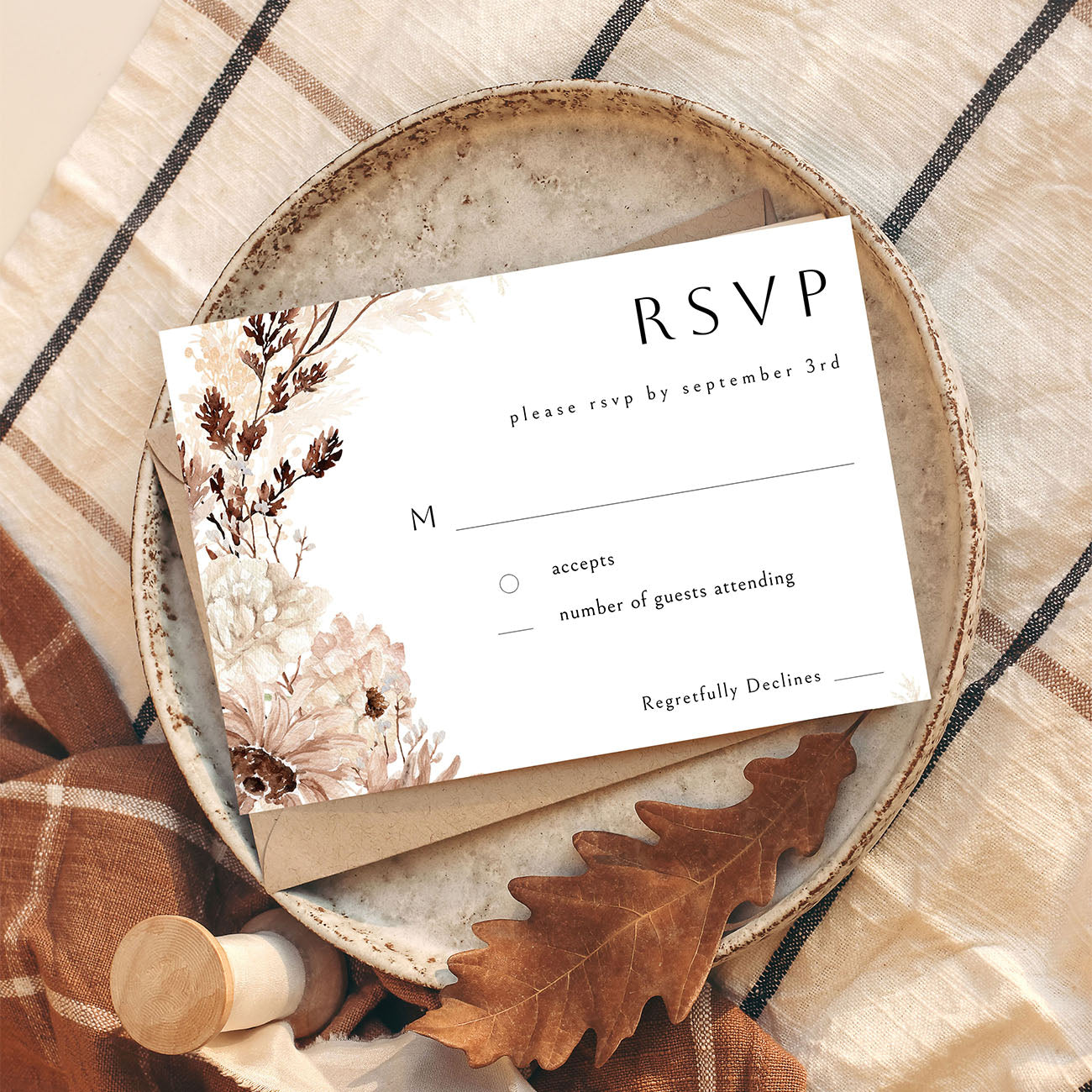 Beige Floral - RSVP no meal