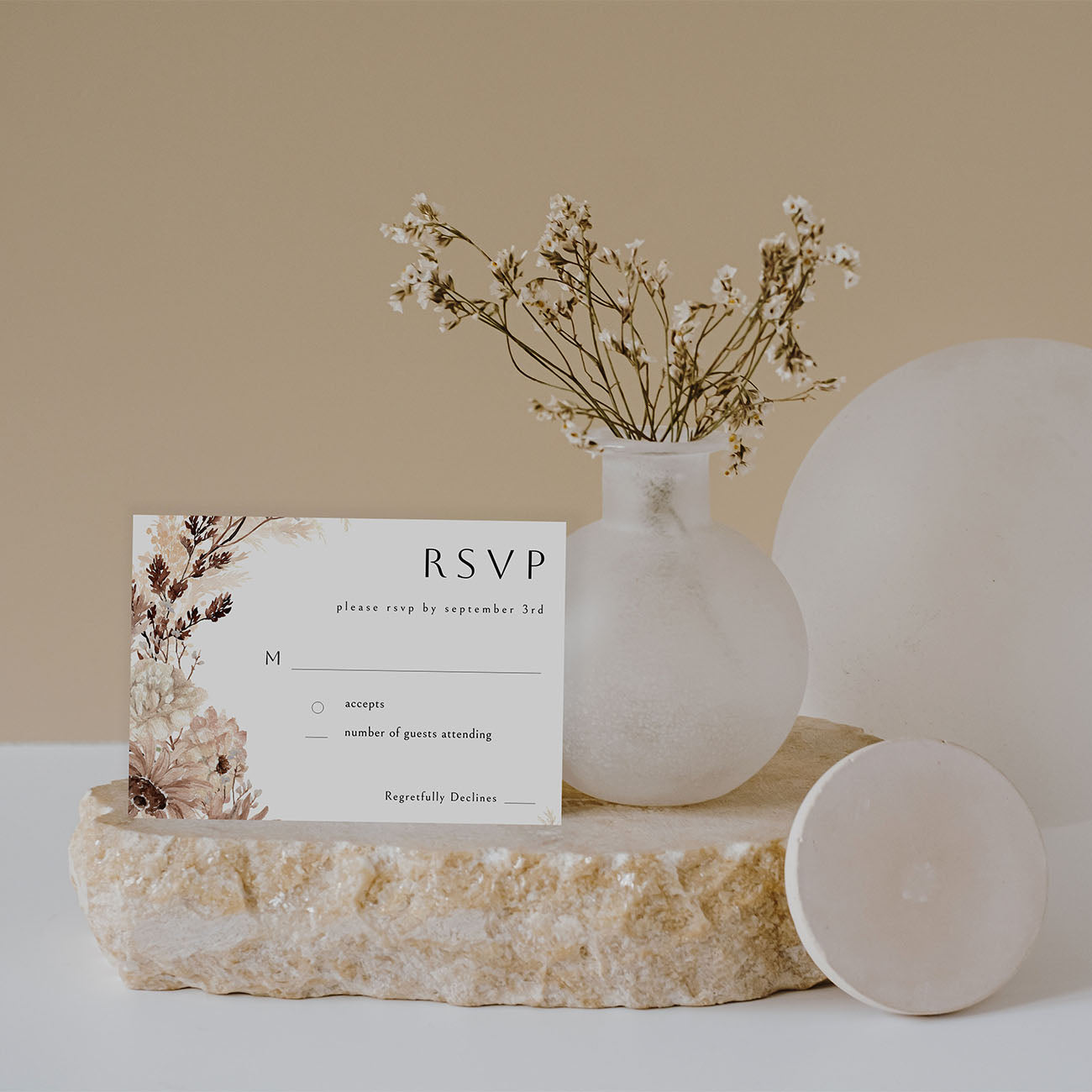 Beige Floral - RSVP no meal