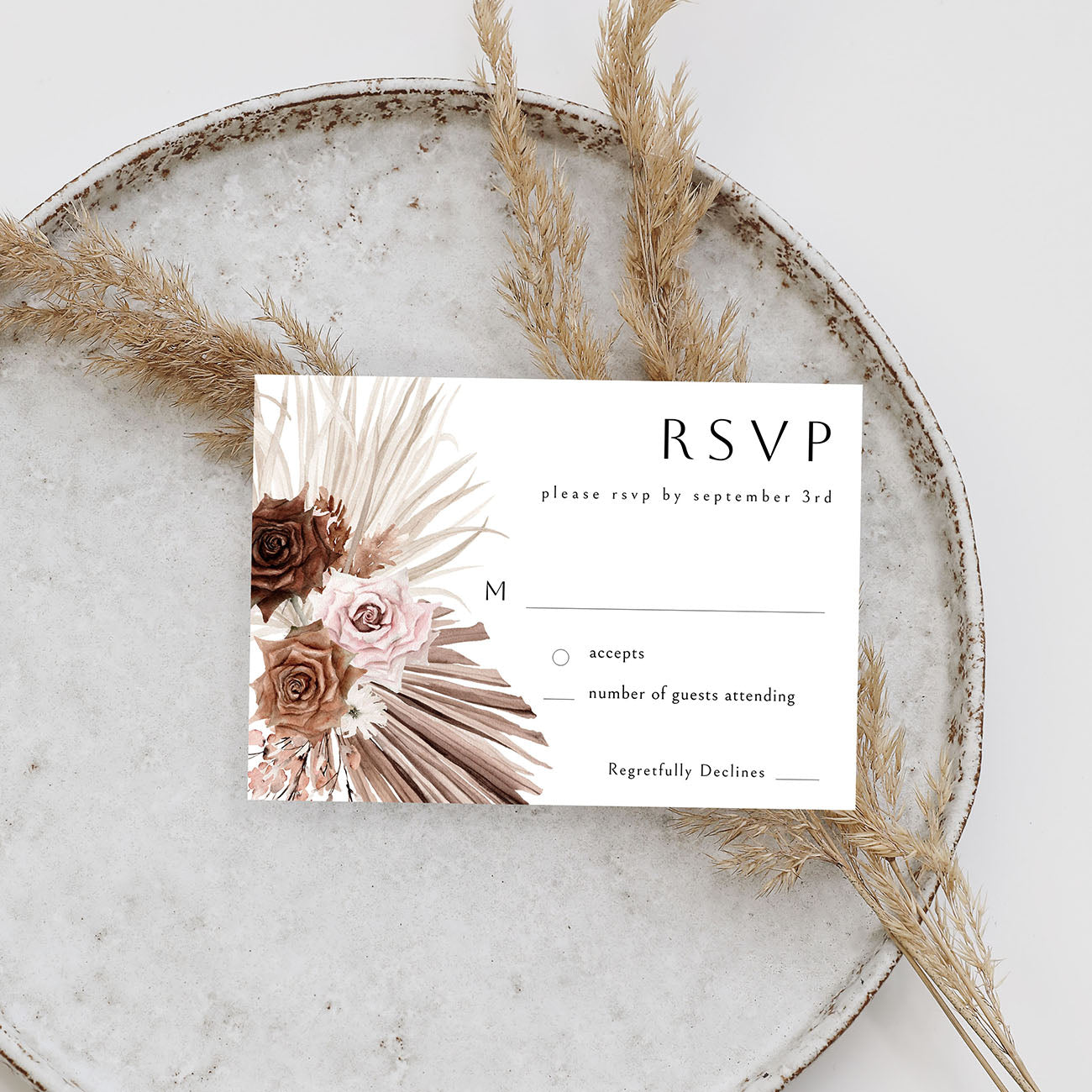 Naturals & Pink Boho Floral - RSVP no meal 1