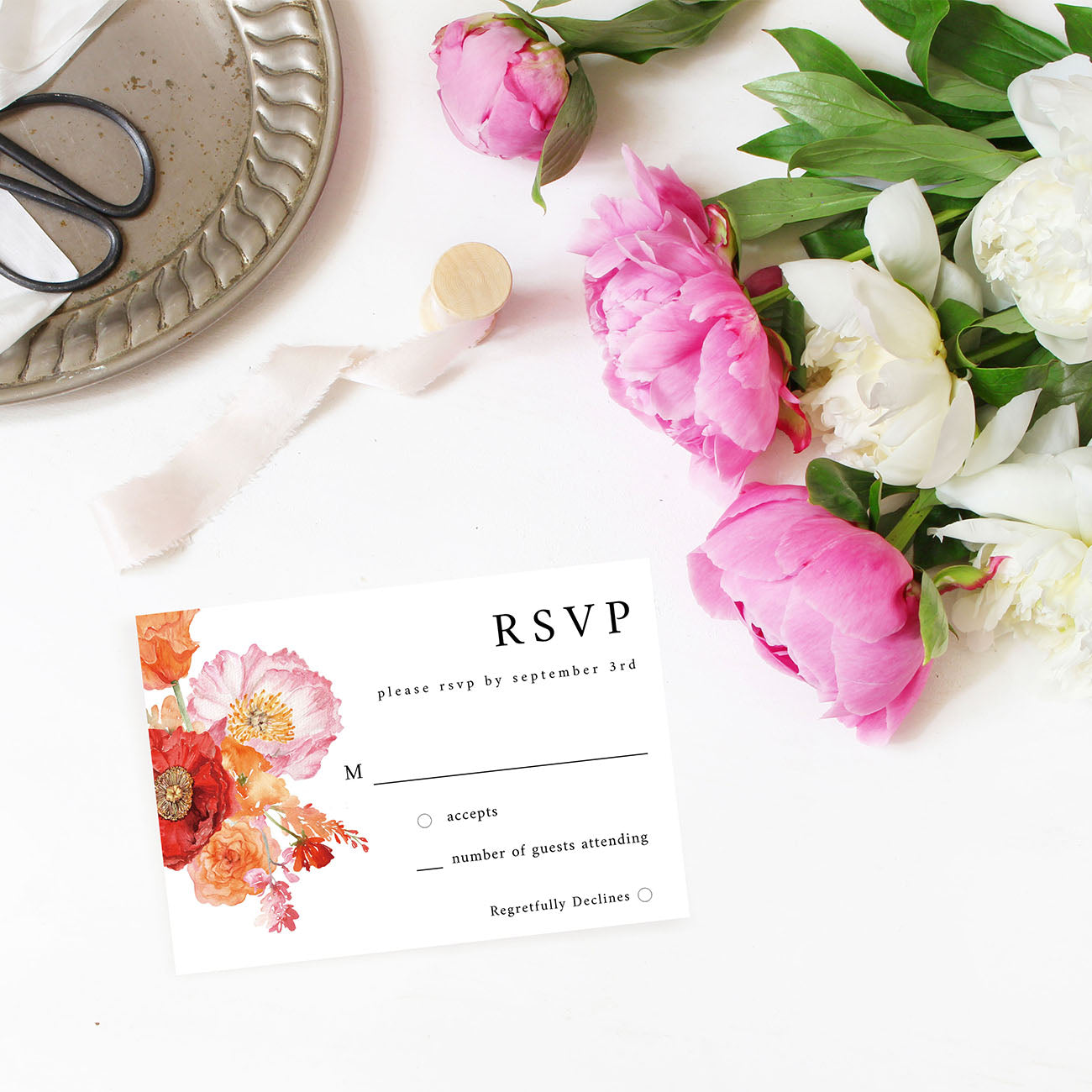 Orange Floral - RSVP no meal