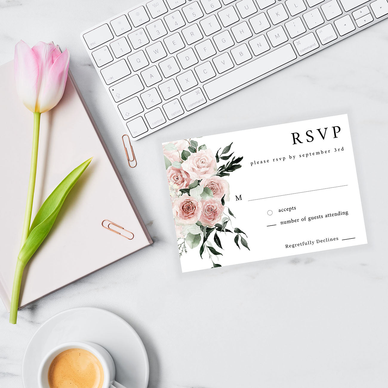 Blush & Light Pink Floral  - RSVP no meal